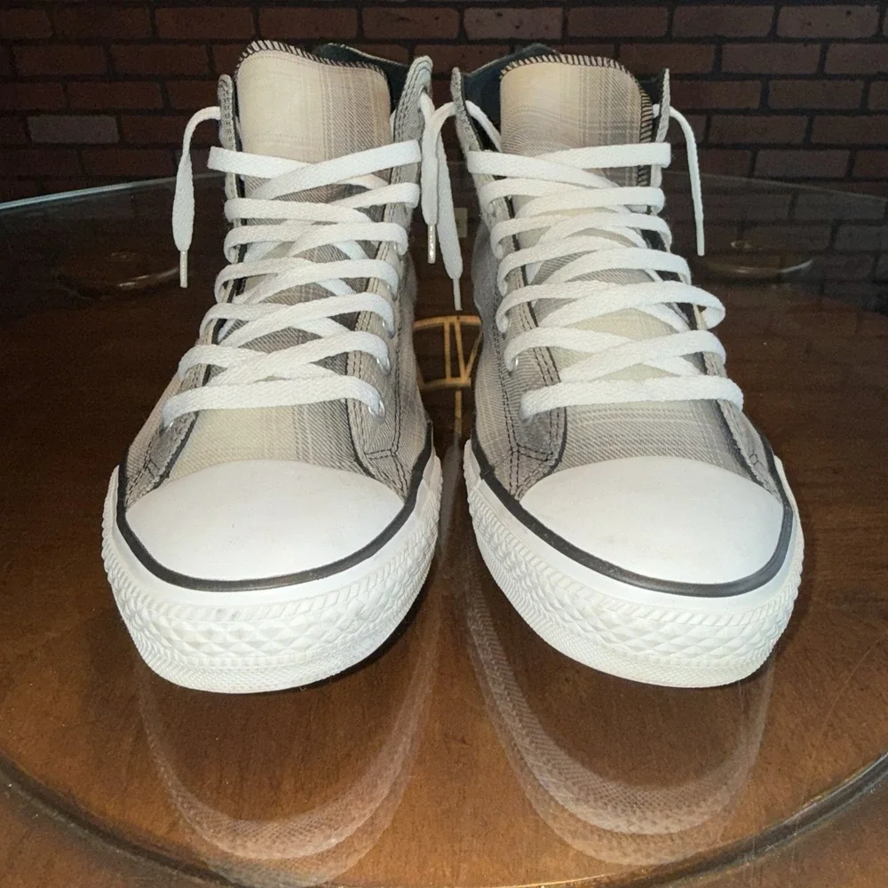 Men's Converse Chuck Taylor All Star High Top Sneakers Tan Plaid Size 12